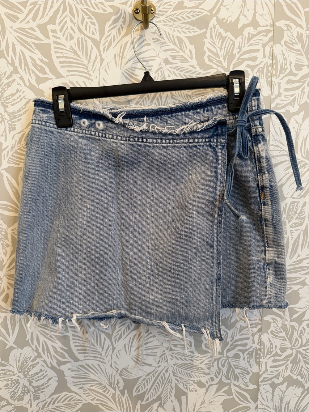 pistola Light Blue Denim Wrap Mini Skirt